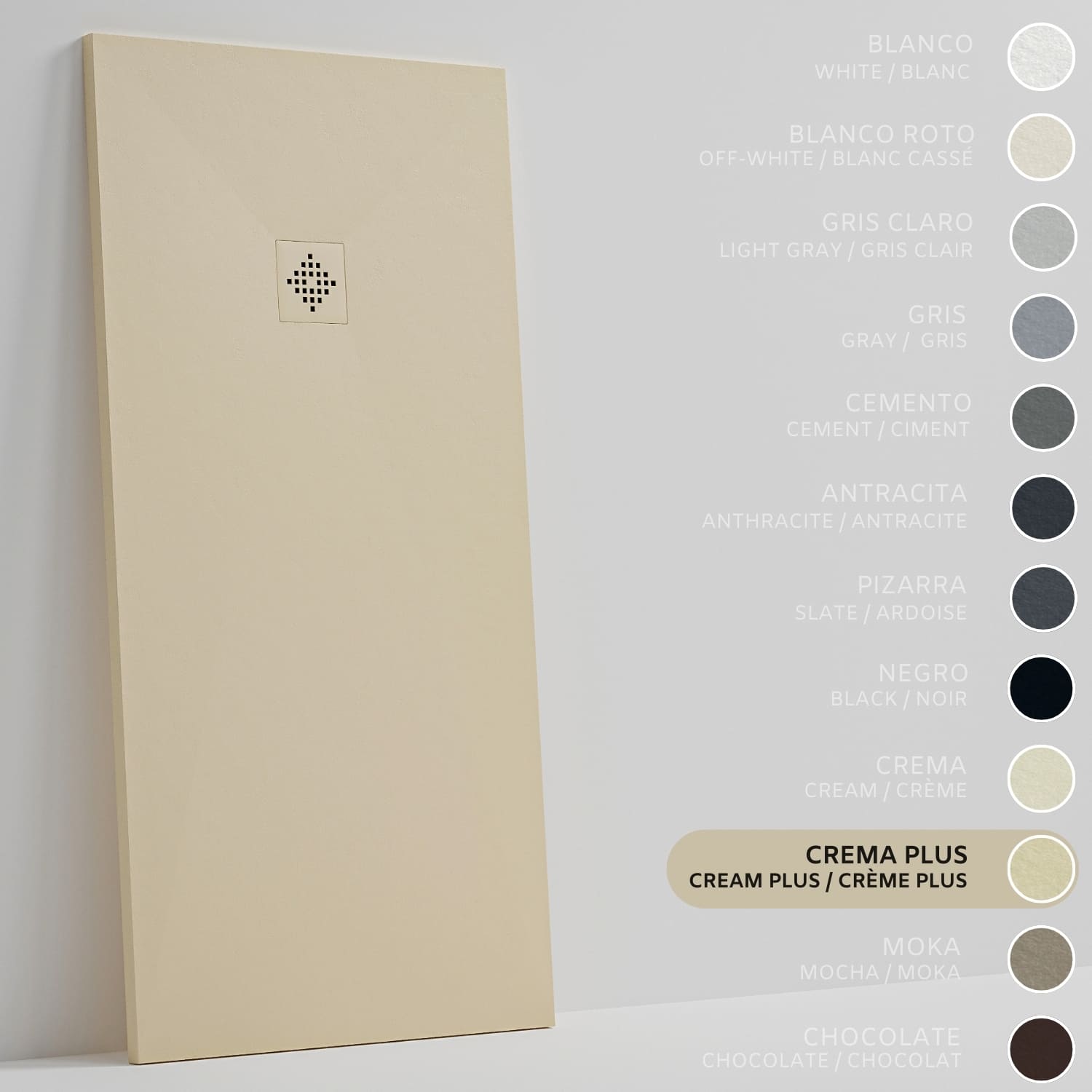 SOULHOME Brodzik prysznicowy– Żywica– Gel Coat– Gładka/Kamienna tekstura – Antypoślizgowy – Kolor intensywnie kremowy – 150x80- Niski 3 cm– SAME