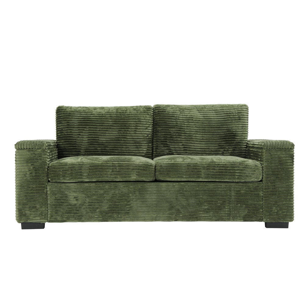 DRIPEX Canapé 2 places en velours côtelé Vert avec accoudoirs espace de rangement,Canapé avec coussins et oreillers,182×74×84cm - 9