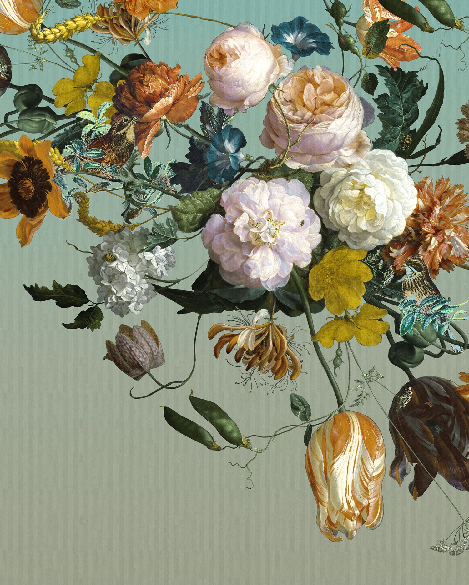Fotomural flores vintage multi color - 200 x 250 cm - komar