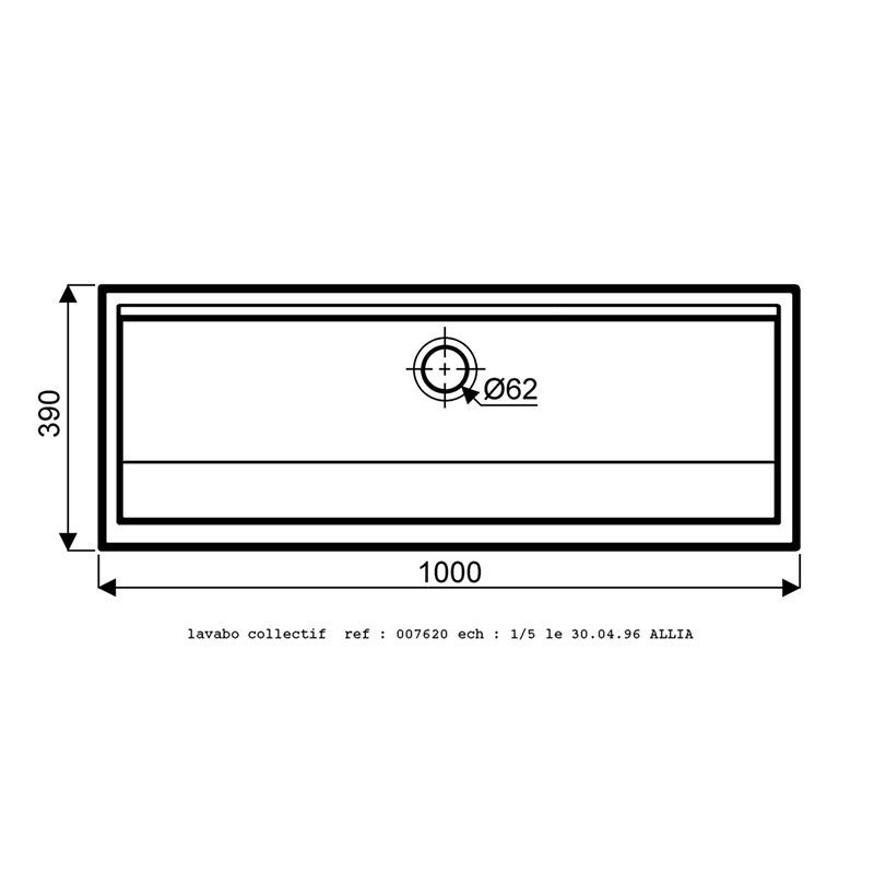 Lavabo collectif PUBLICA blanc 1000x390mm GEBERIT 00762000000 - 3