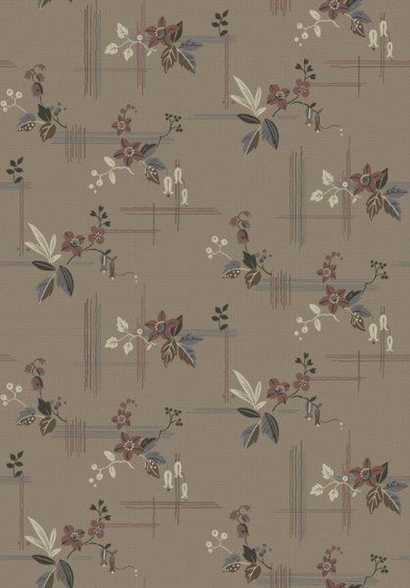 Papel pintado flores vintage marrón - 53 cm x 10.05 m - borastapeter