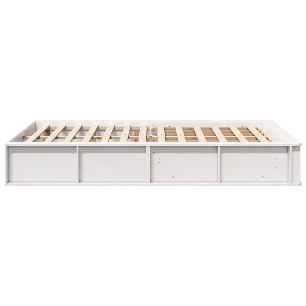 Cadre de lit blanc en bois de pin massif pour la chambre, 140 × 200 cm - 6
