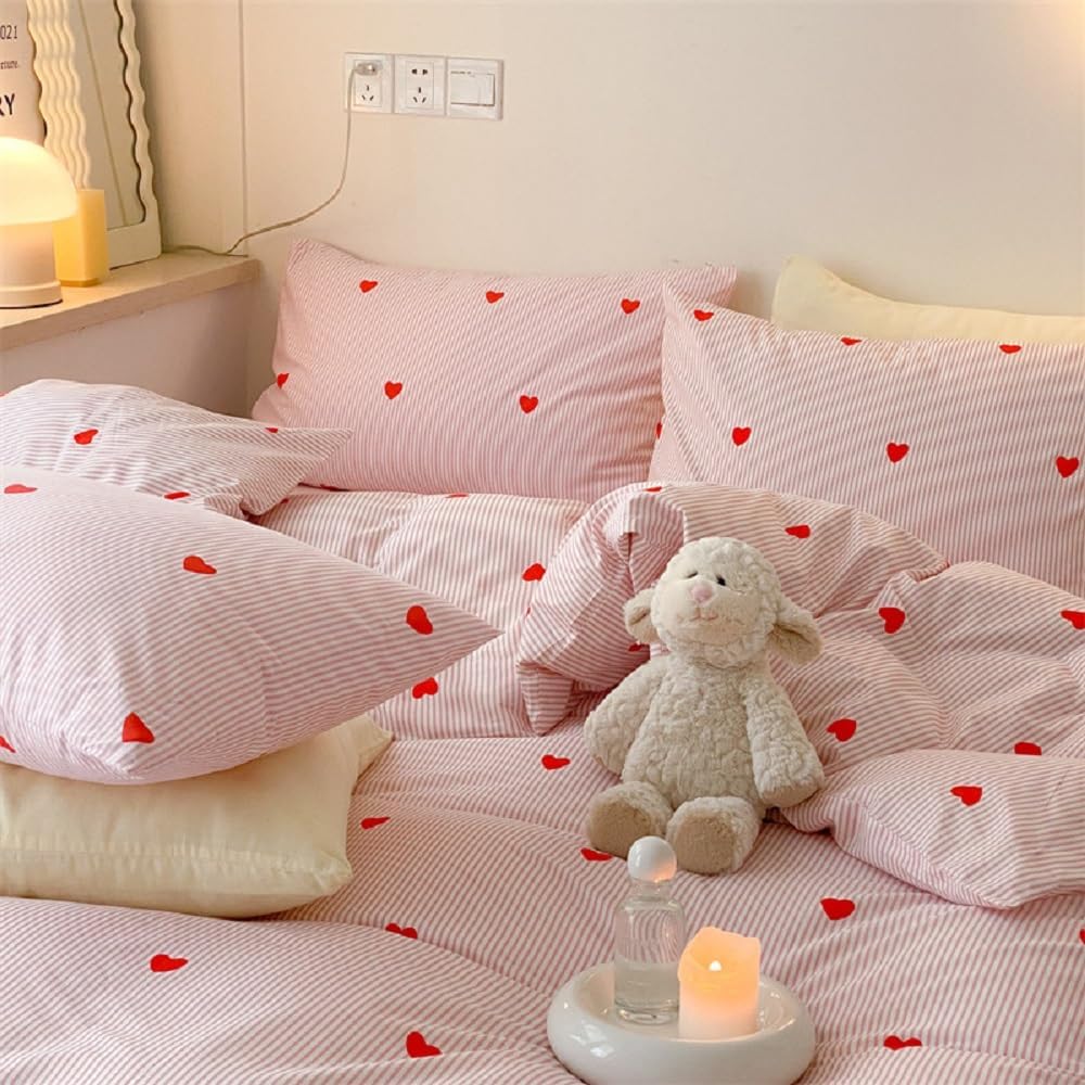 Funda nórdica de 220 x 240 cm con corazones, juego de cama con