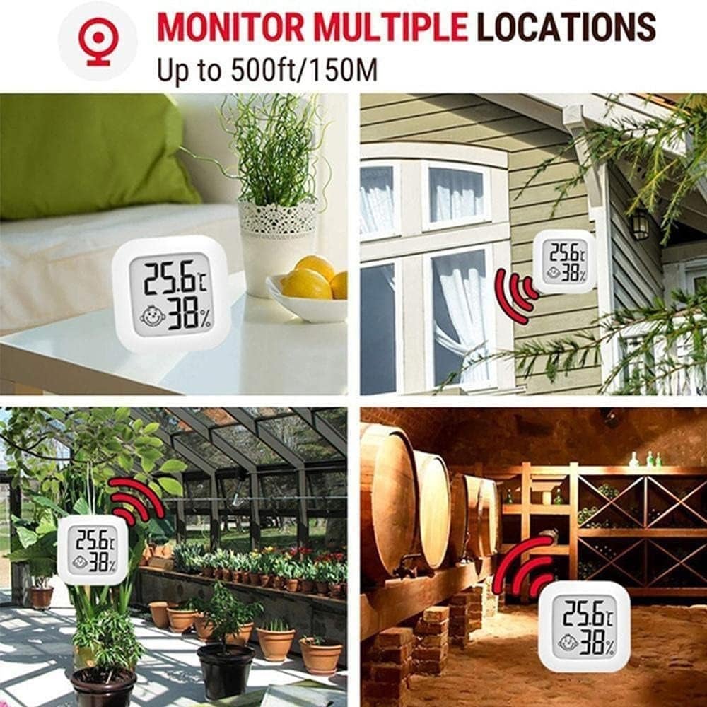 Lot de 4 thermomètres hygromètres intérieurs mini numériques blancs, capteurs LCD, température et humidité, usage maison, chambre, bureau - 8