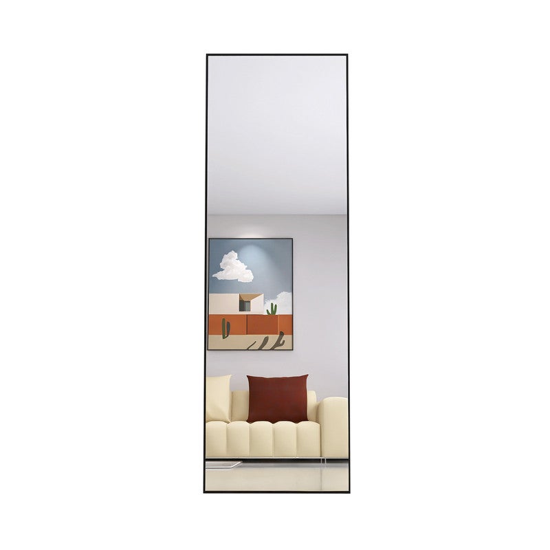 Miroir sur pied, 165 x 60 cm, grand miroir, cadre en alliage d'aluminium, verre trempé, miroir rectangulaire, noir - 7