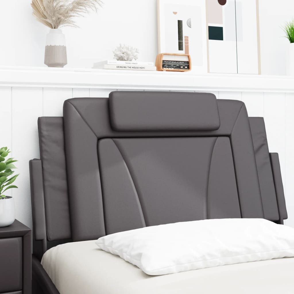 vidaXL Cabecero de cama acolchado cuero sintético gris 100 cm - 3