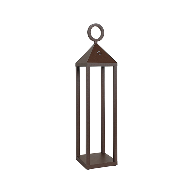 Lampa de masa portabila LED PICNIC 2.2W, IP54, 2700K, 43cm, otel Corten - lumina wireless reincarcabila pentru interior si exterior - Rossini Group