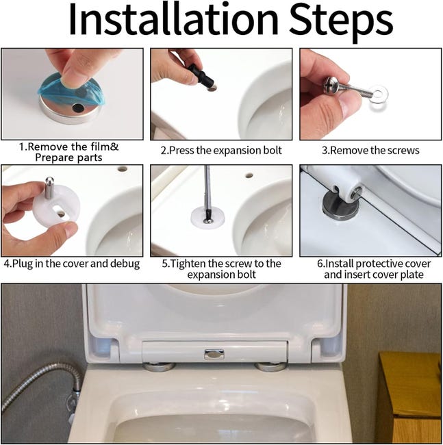 Top Fix - Coppia Di Cerniere Per Sedile WC, Chiusura - Foto 11