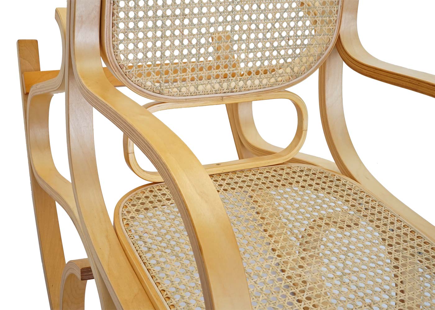 Sedia a dondolo sedia a dondolo colore rovere schienale rattan FAB04022 - 5