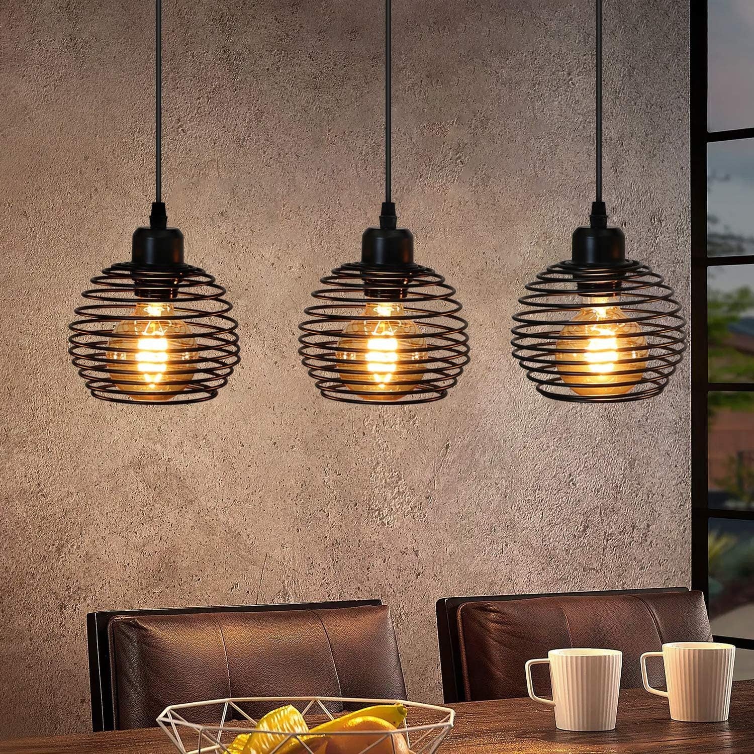 NETTLIFE Vintage Black Table Pendant Light E27 Lampa stołowa Lampa do jadalni Retro Industrial Kitchen