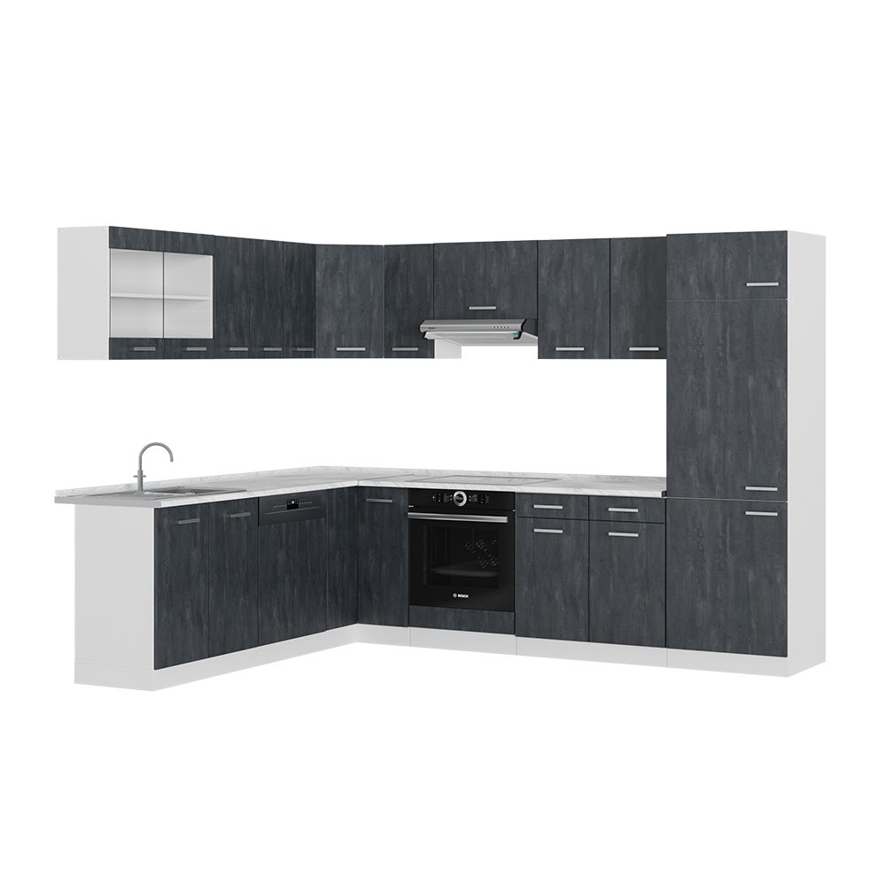 Test de la cuisine en angle Vicco R-Line anthracite modèle campagne