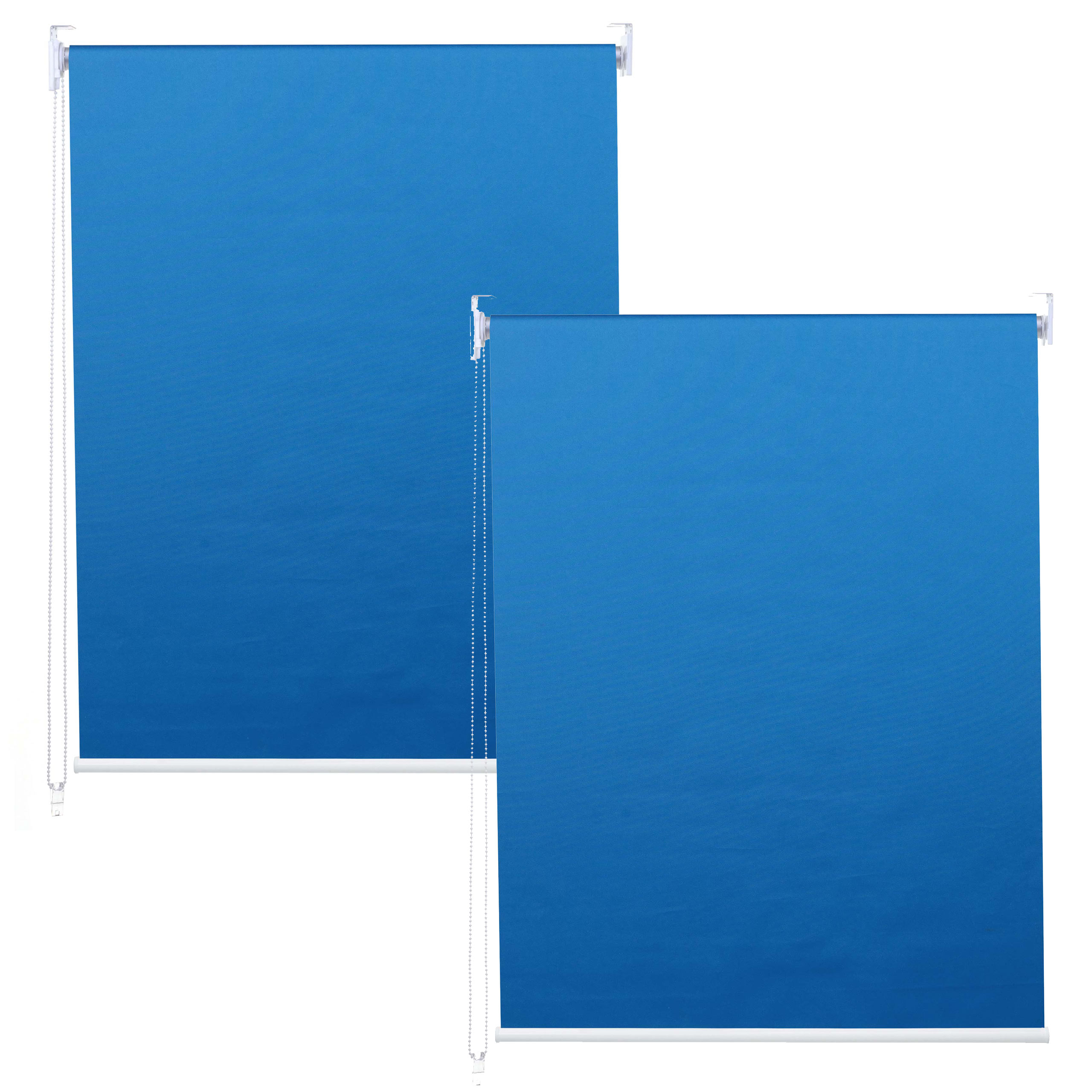 Lote de 2 estores enrollables hwc-d52, estor enrollable de ventana de tracción lateral, 120x230cm protección solar opaca ~ azul