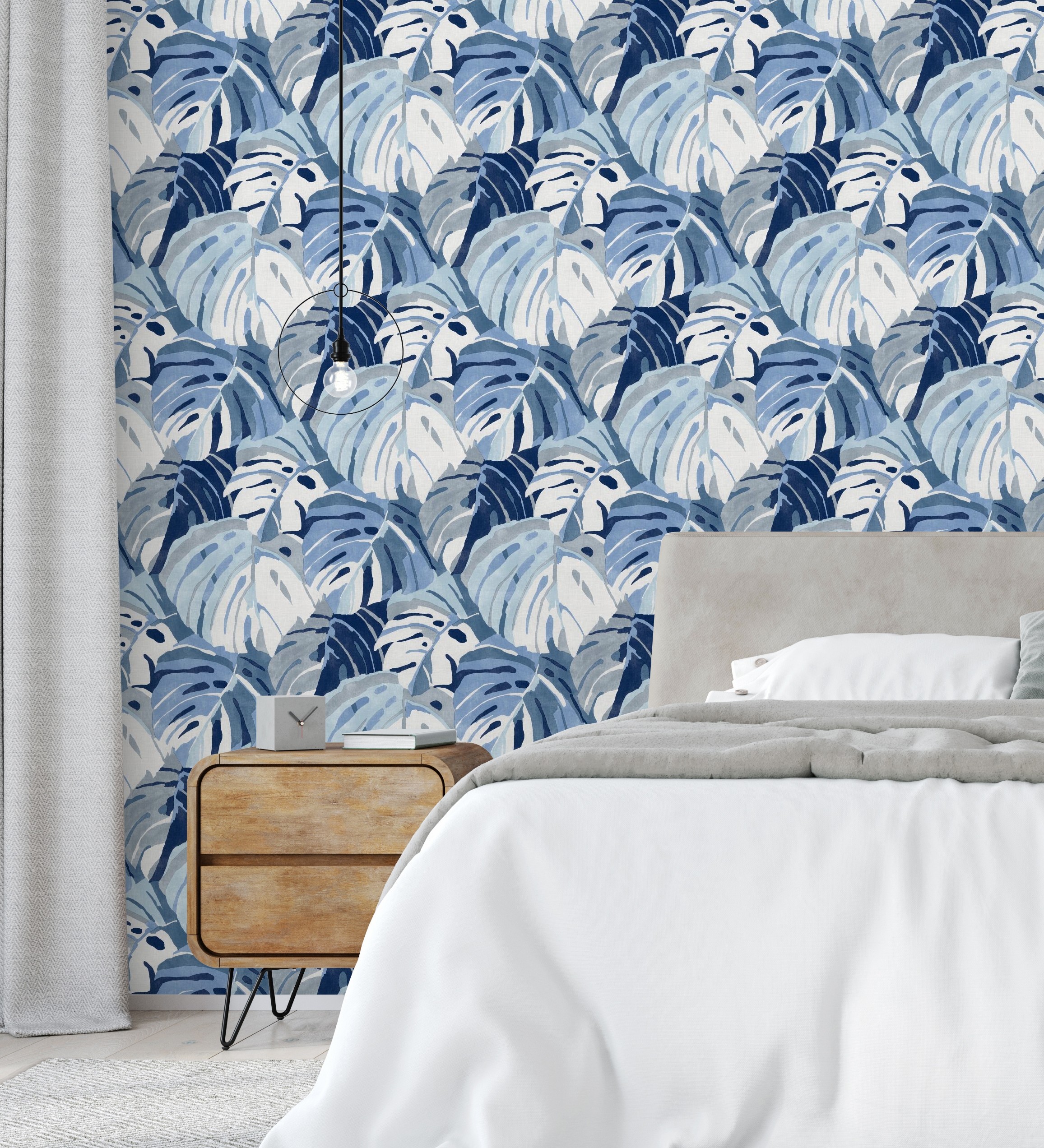 Papel pintado vinílico ecológico hojas tropicales azules - tropical island 680772 de gaulan - rollo de 10 m x 0,53 m