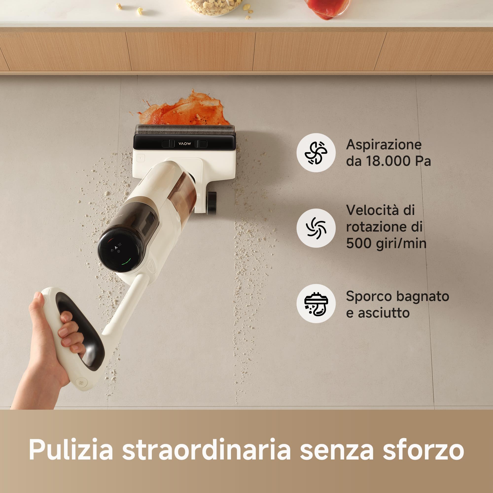 Mova K30 Mix HMV24A, Wet&Dry, White, 300 W, 1100 milliliters, 76 decibeles - 4