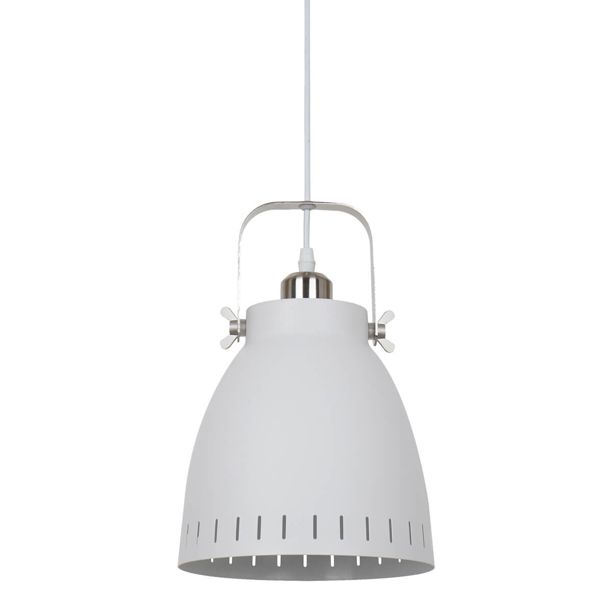 Suspension industrielle et rétro Franklin Sablé blanc, nickel satiné - 4