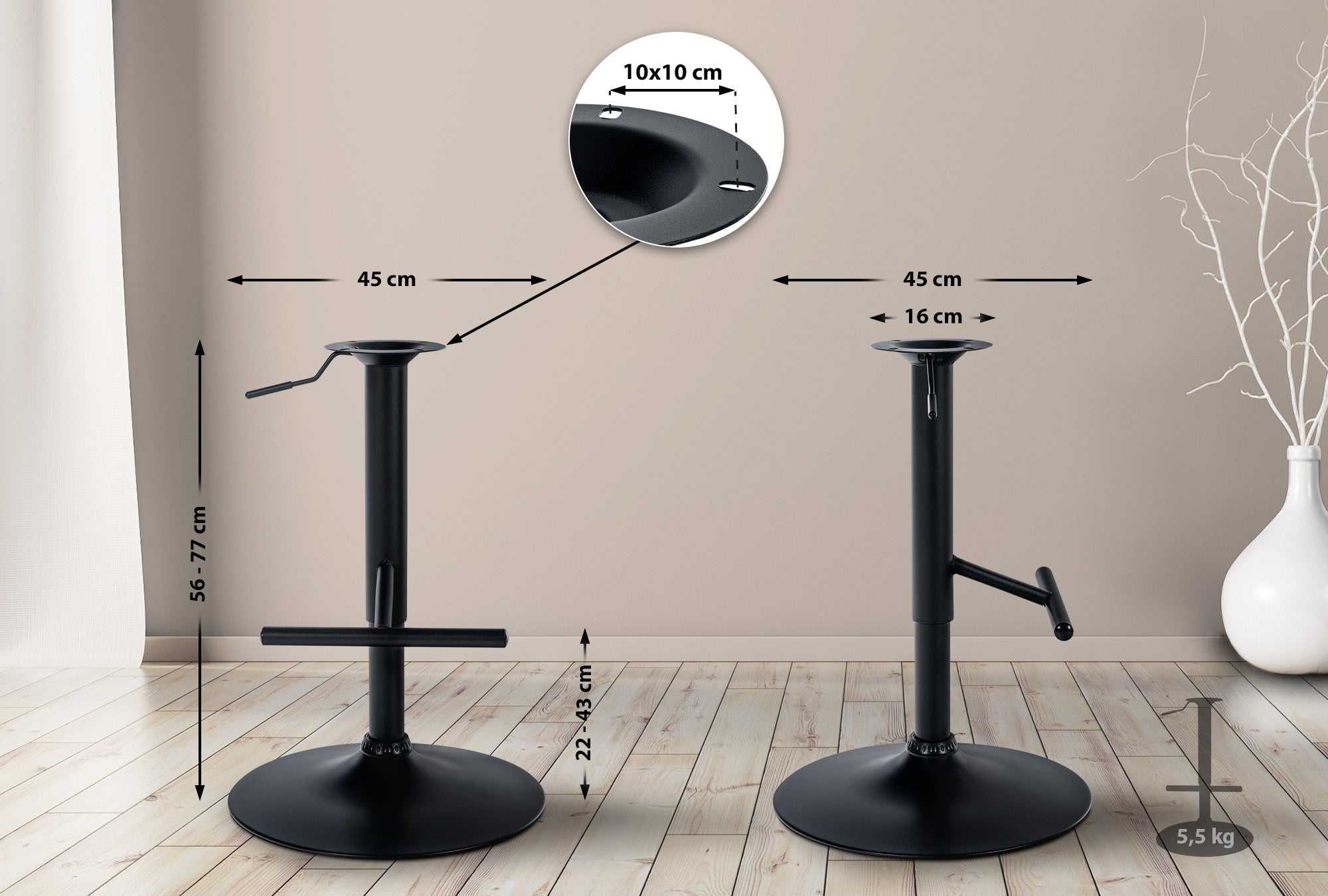 Telaio a T di ricambio per sgabello da bar nero Leroy Merlin