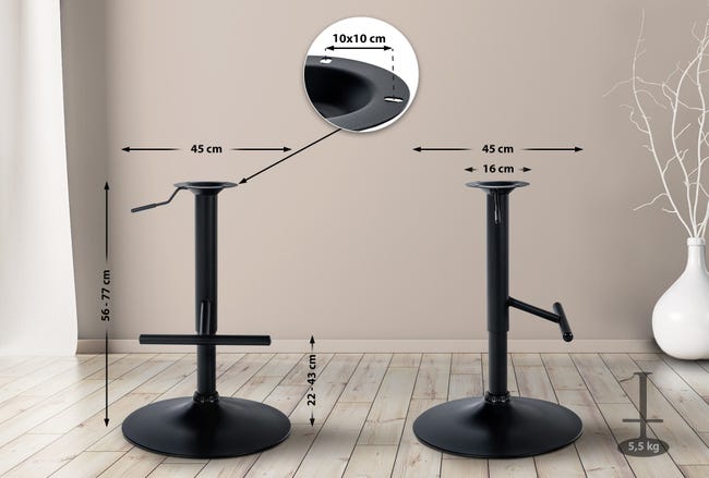 Telaio a T di ricambio per sgabello da bar nero Leroy Merlin