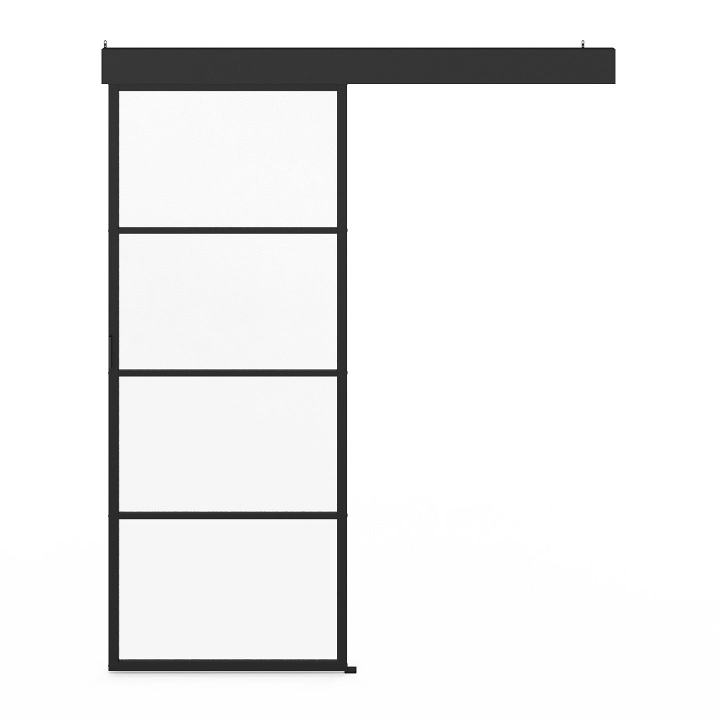 Kit porte coulissante vitrée verre trempé 83 cm en métal + MDF avec rail et fixations - 2