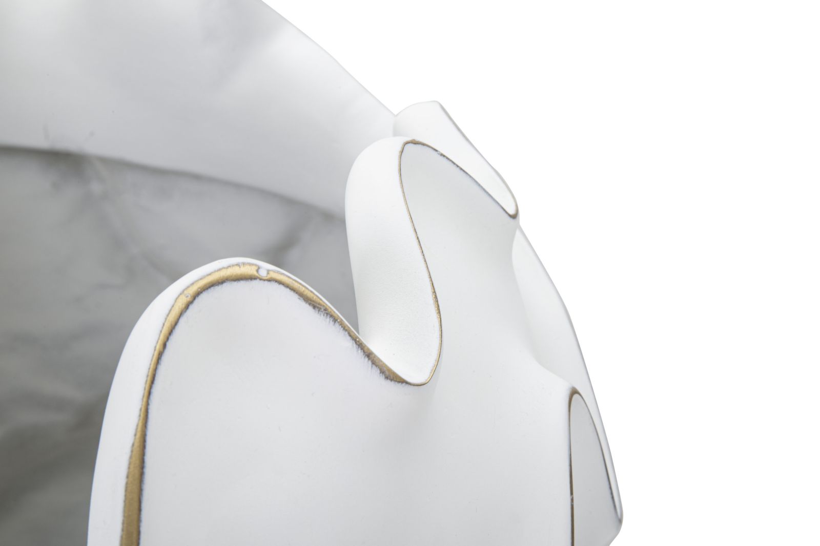 Cachepot in resina bianco con decori in rilievo Ø cm 44x37 - 3