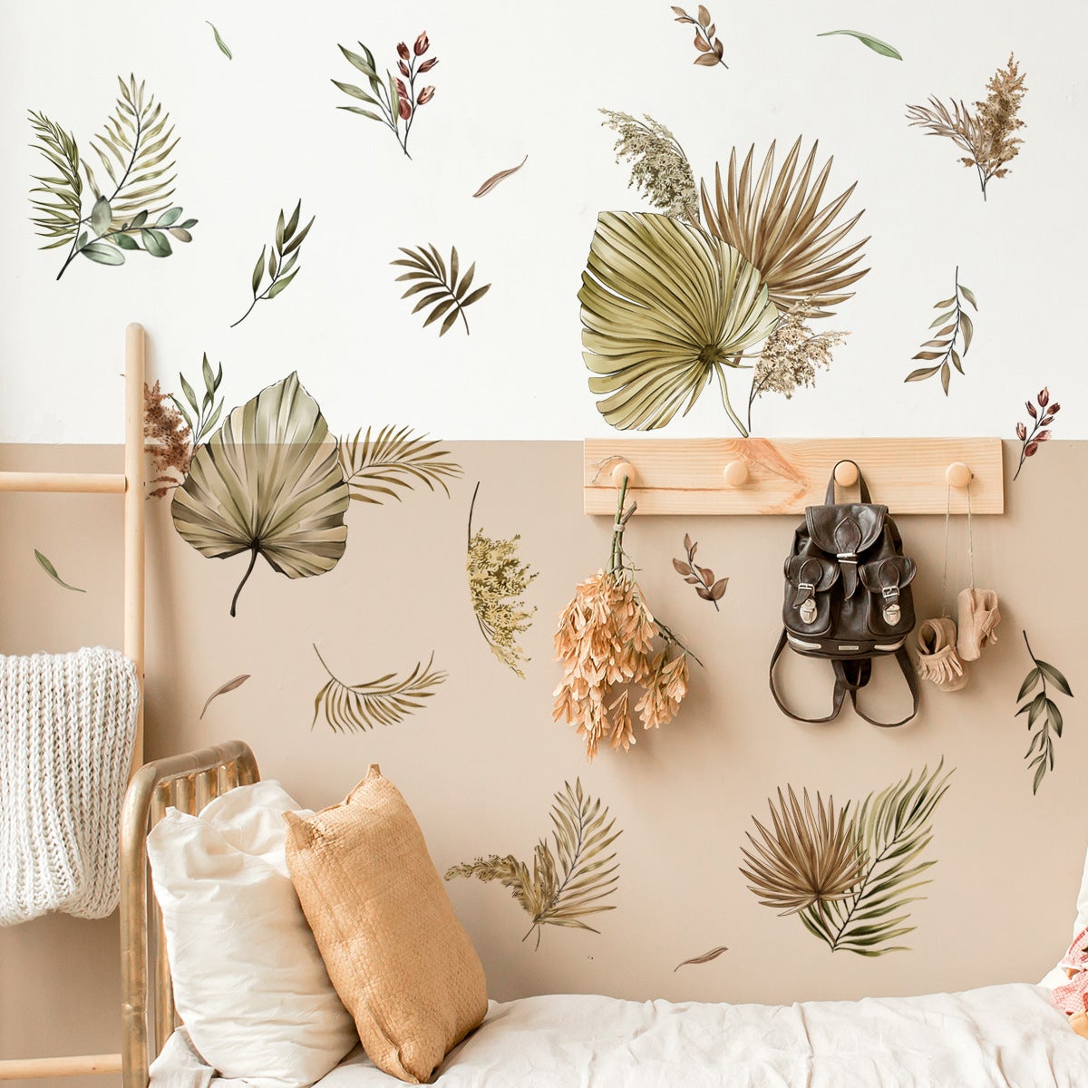 Sticker mural grande plante fleur fond mur style nordique sticker mural ...