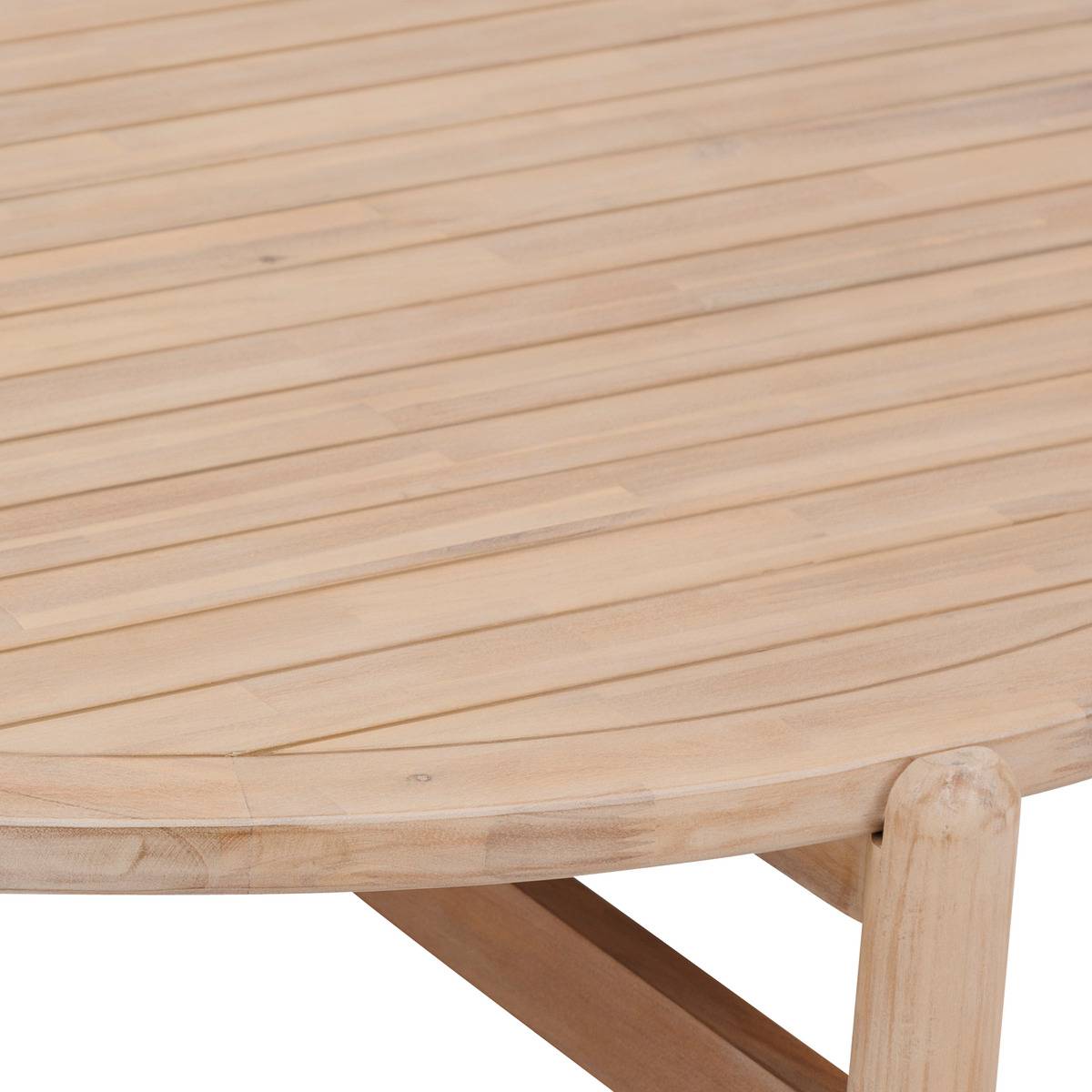 Table basse de jardin rond en Acacia Beige - 3