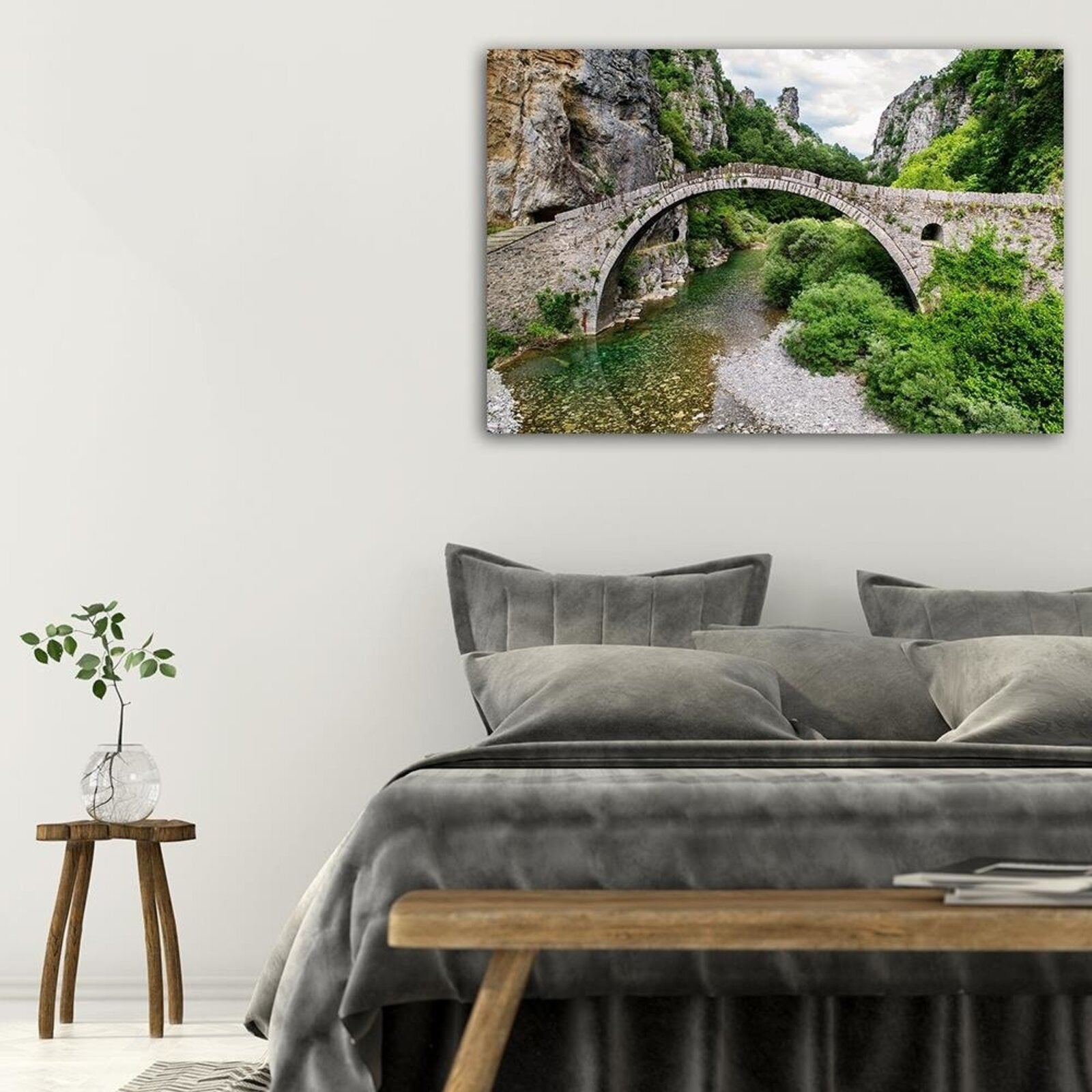 Tableau bois vieux pont de pierre - 60 x 40 cm - 3