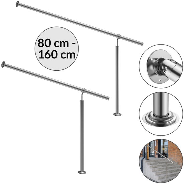 Main courante acier inoxydable 100cm rampe d’escalier balustrade intérieur extérieur aspect moderne articulations réglable