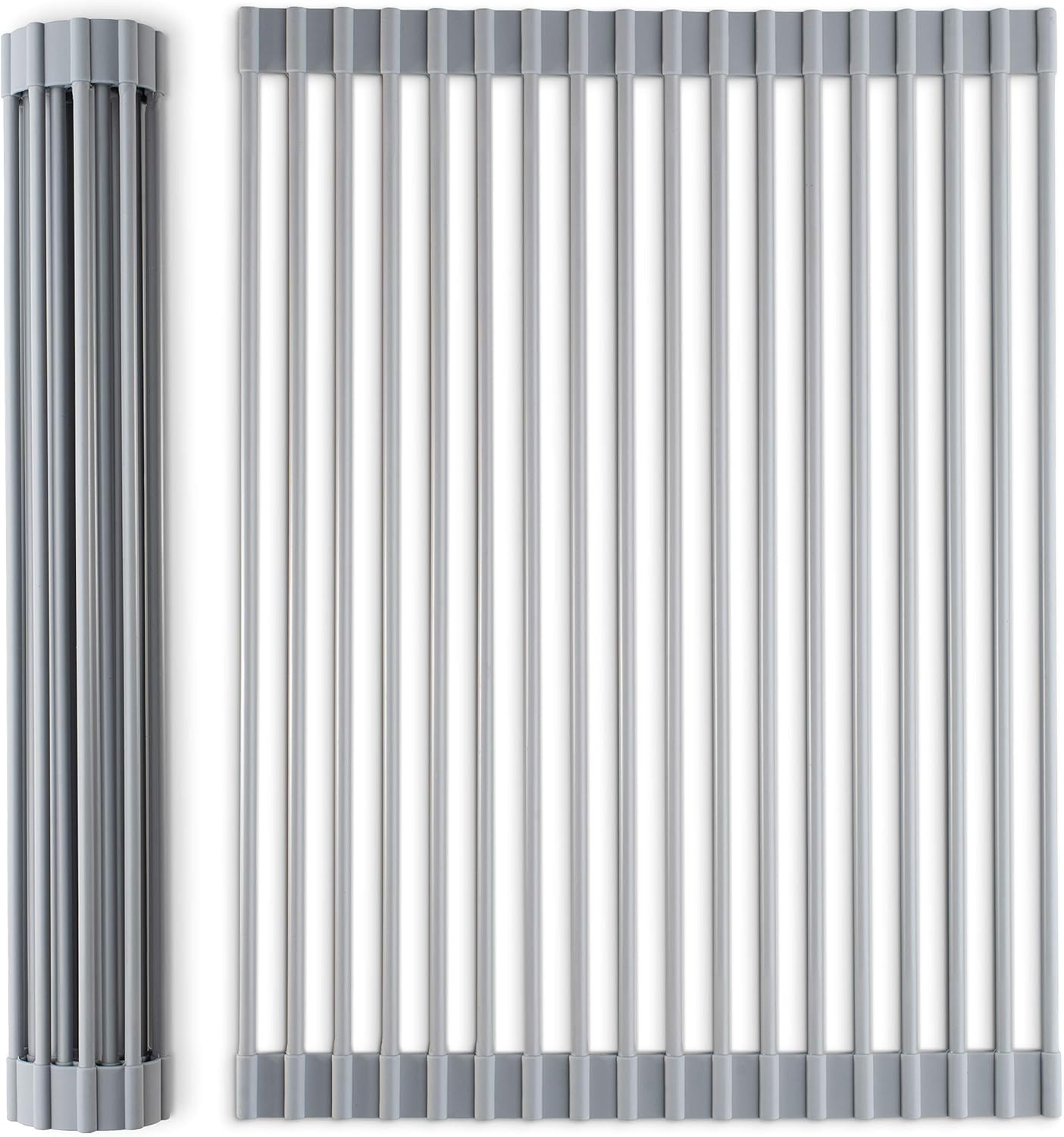 Ociekacz do naczyń składany, silikonowy, ze strukturą ze stali nierdzewnej 52x33cm – kompaktowy i praktyczny