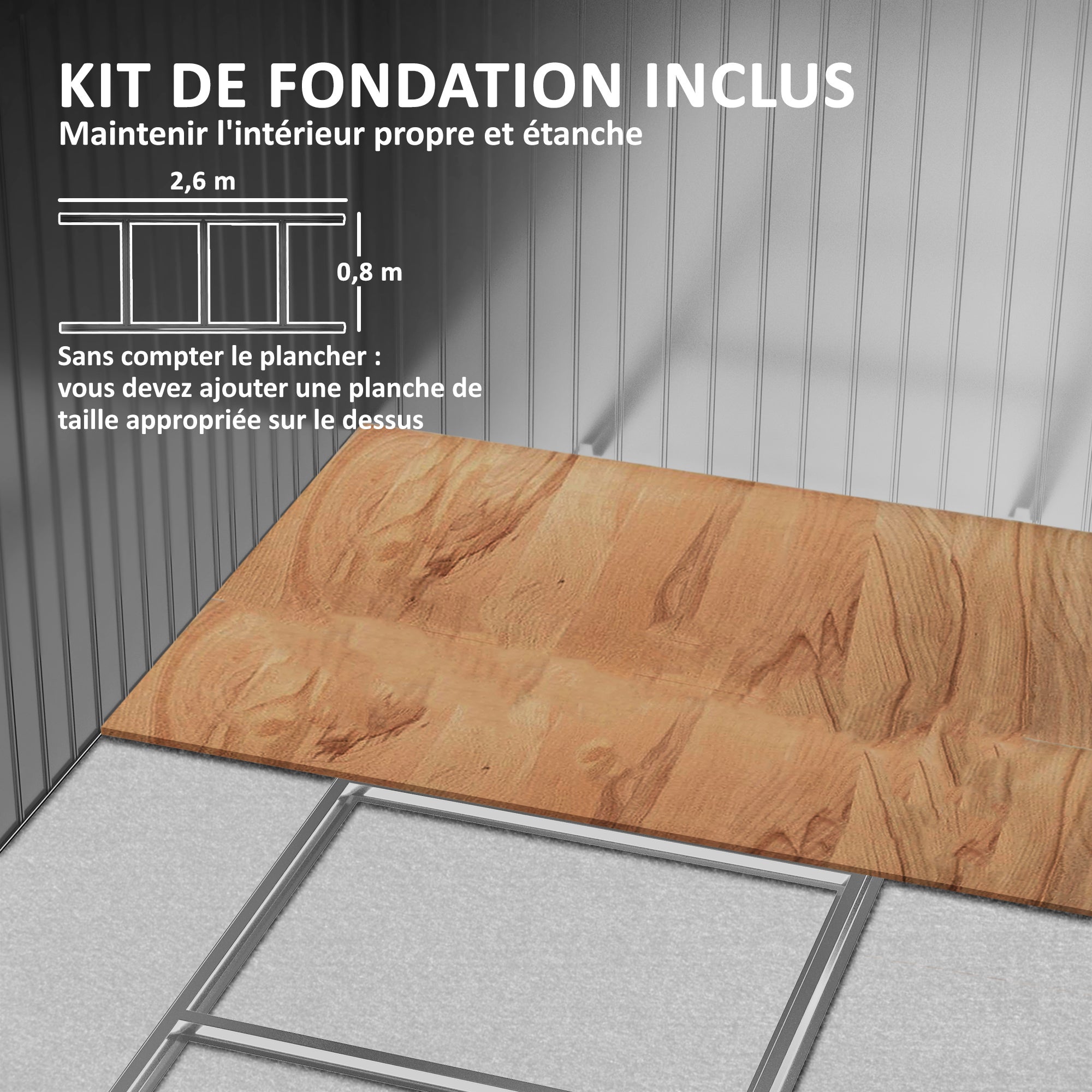 Abri de jardin - Outsunny - 5,4m² - kit de fondation, porte coulissante verrouillables 4 aérations - 277x195x192cm - marron - 6