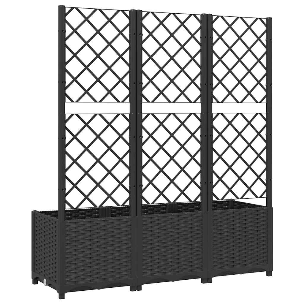 vidaXL Jardinière de jardin avec treillis Noir 120 x 40 x 136 cm PP - 6