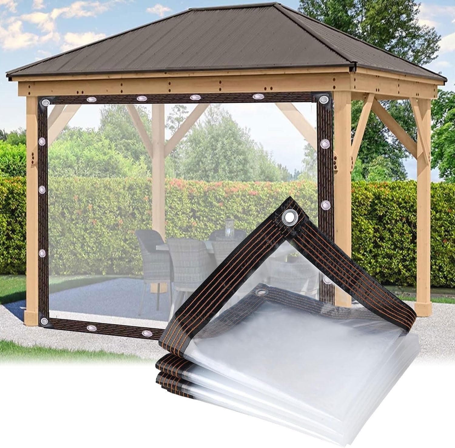 Lona transparente impermeable 3x4m para invernadero, lona plegable de PVC impermeable, protección contra la lluvia - 2