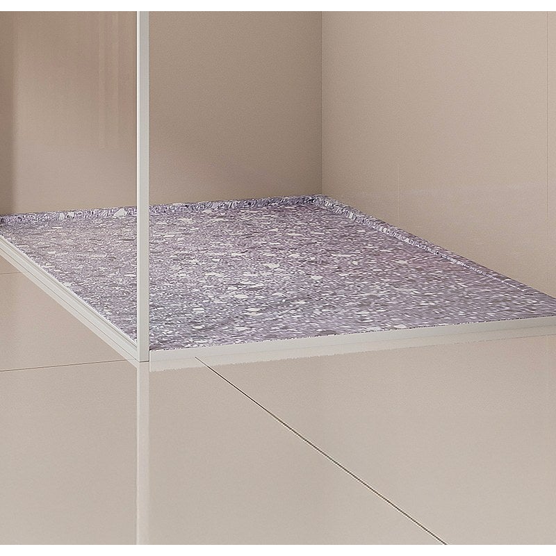 Brodzik płaski posadzkowy lub wpuszczany w posadzkę do przycięcia z żywicy SMC z syfonem - Efekt szarego lastryko - 140 x 90 cm - LYROSA