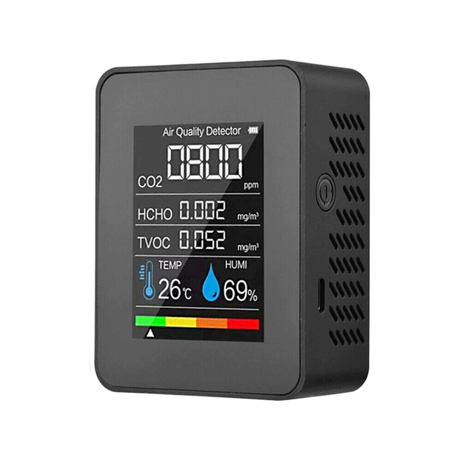 Détecteur Pollution Intérieur Moniteur Air Intérieur 5 En 1 - HCHO CO2 TVOC Température Humidité - Écran LCD Couleur - Blanc Testeur TVOC Température