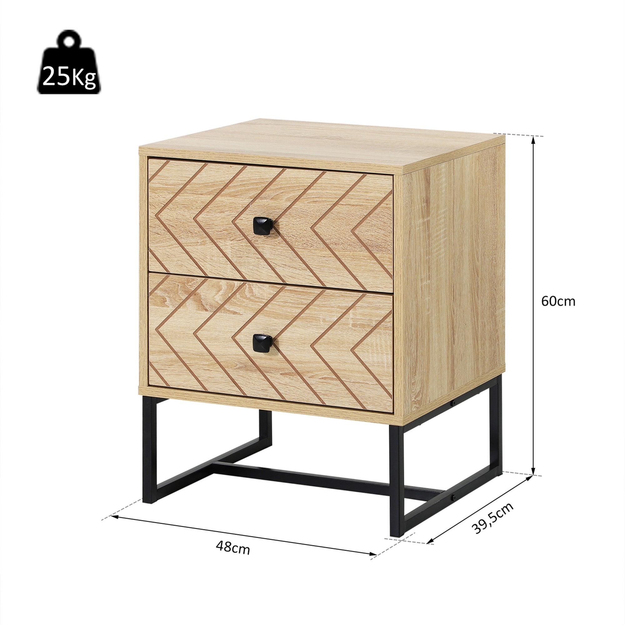 Mesita de noche Homcom madera natural 48x39,5x60 cm - 3