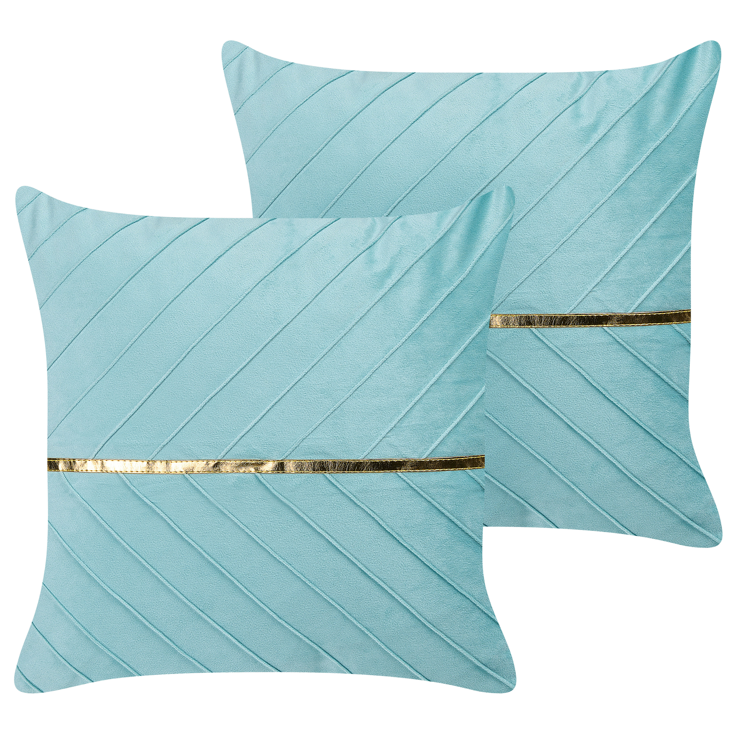 Beliani conjunto de 2 cojines coneflower 45 x 45 cm liso azul claro