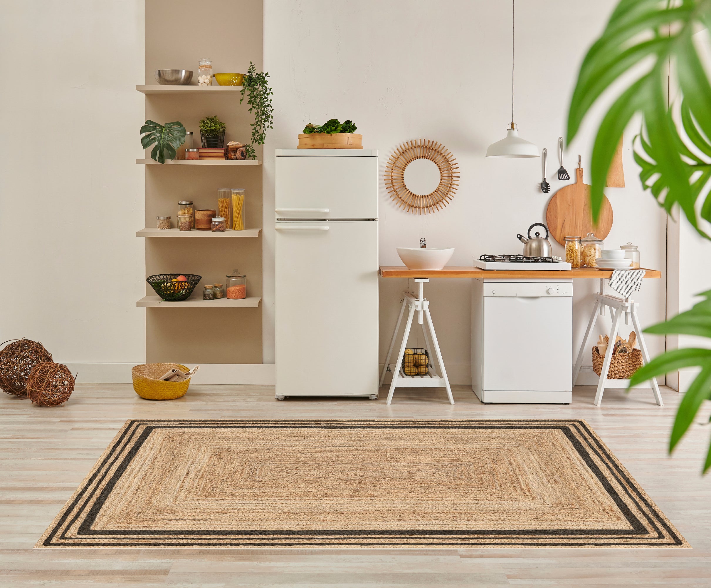 Tapis antidérapant en vinyle, Carthago Noir 66x150 cm - PVC imprimé, lavable, ignifuge, pour le salon et la cuisine - 6