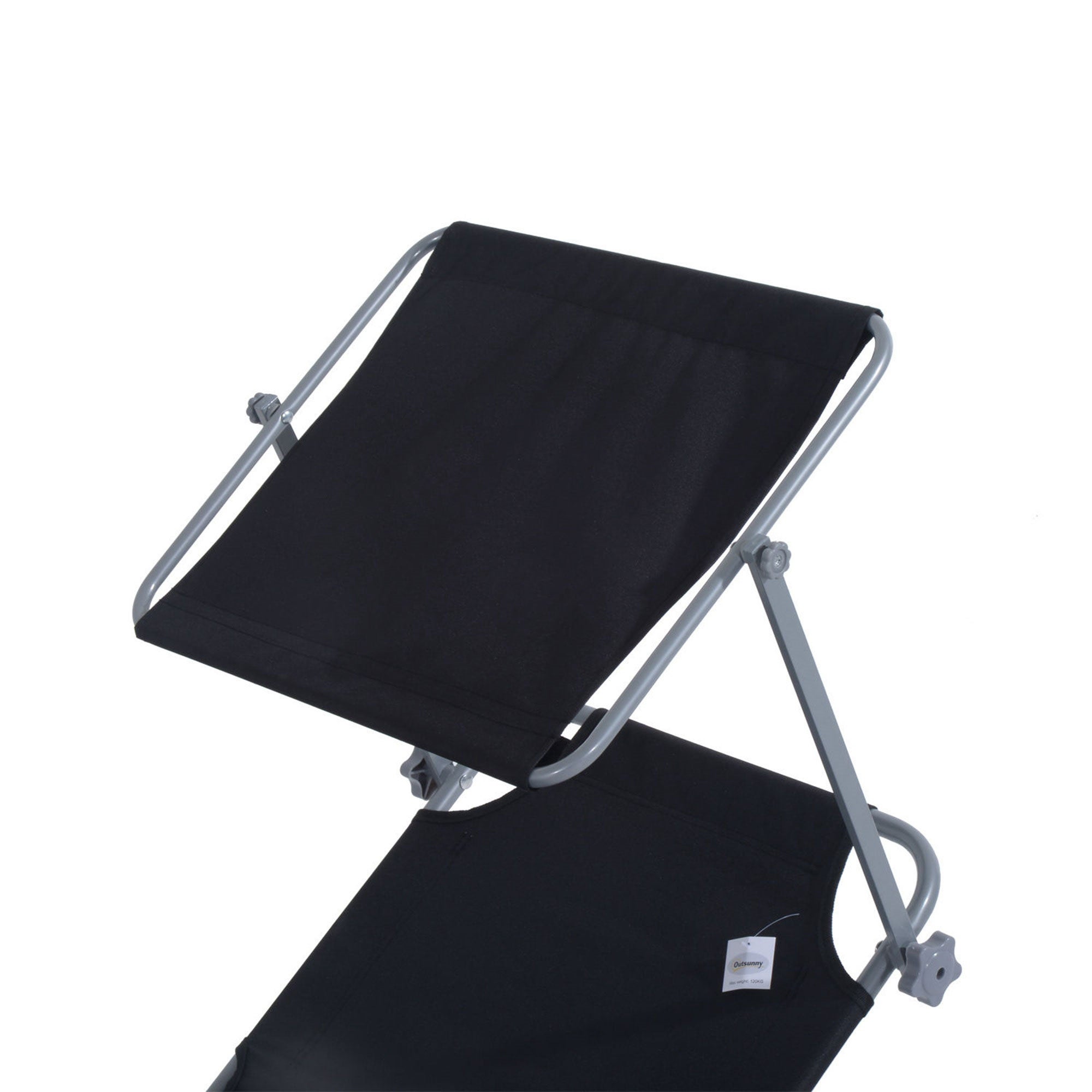 Transat de jardin pliable avec pare-soleil, idéal pour la terrasse et le balcon，dimensions 187x58x36 cm, couleur noir - 9