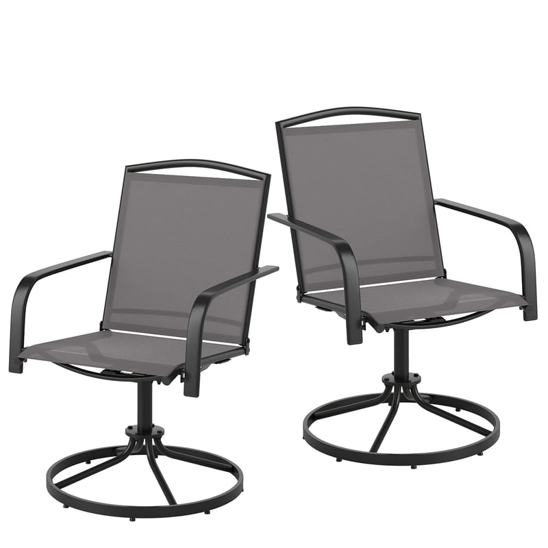 Zestaw 2 Obrotowych Krzeseł, do Jadalni z Podłokietnikami, Wysokim Oparciem i Siedziskiem z Siatki, Kołysaniem do Przodu/Do Tyłu, Nośność 150 kg
