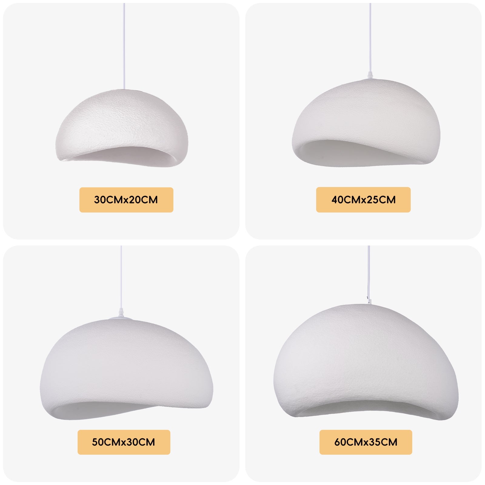 Luminaires suspendus Polystyrène Wabi Sabi Luminaire suspendu Blanc pour Salle à manger Hall Suspension,60x35cm - 5