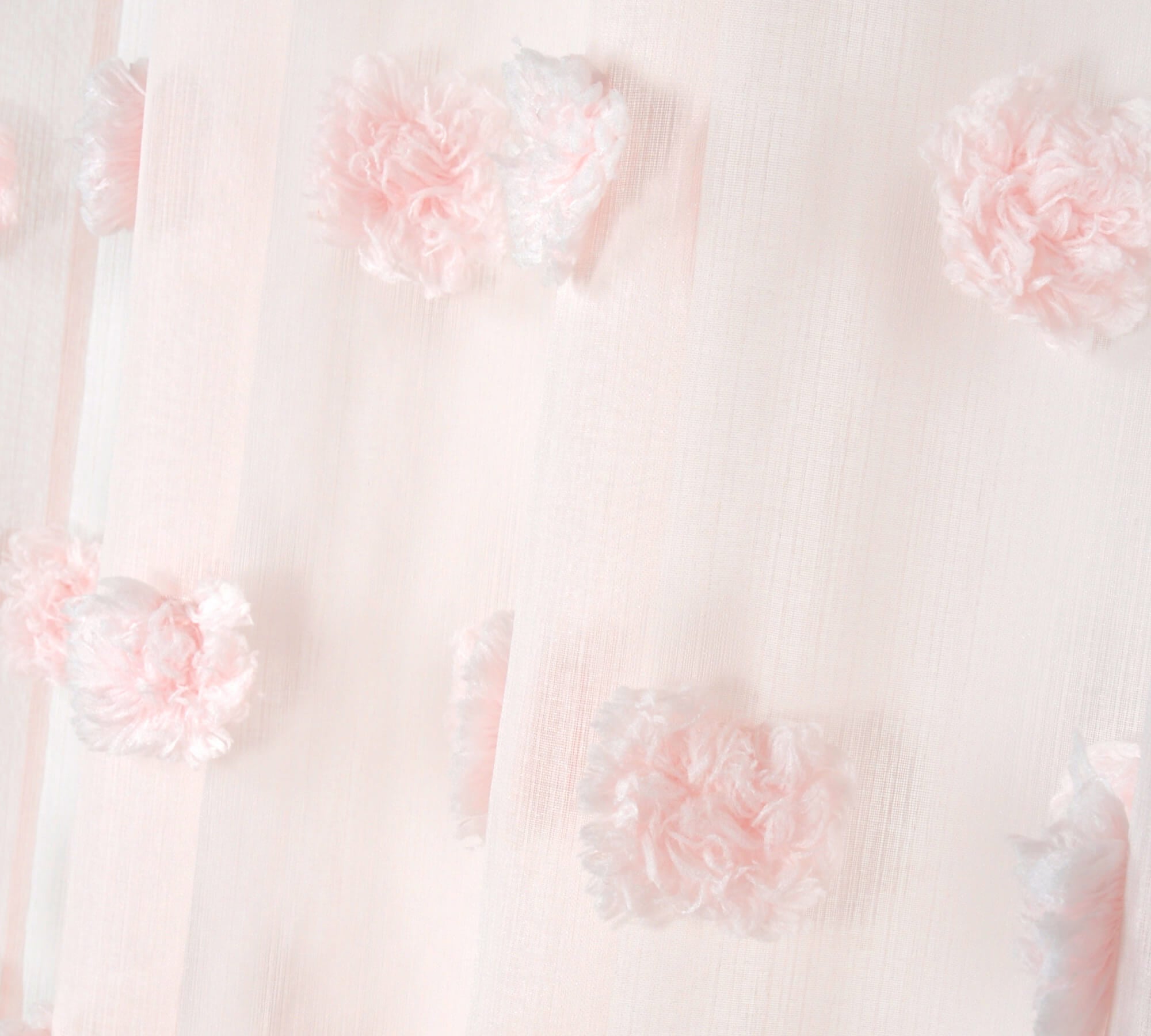 Tenda in Voile con pompon ricamati - Rosa chiaro - 5