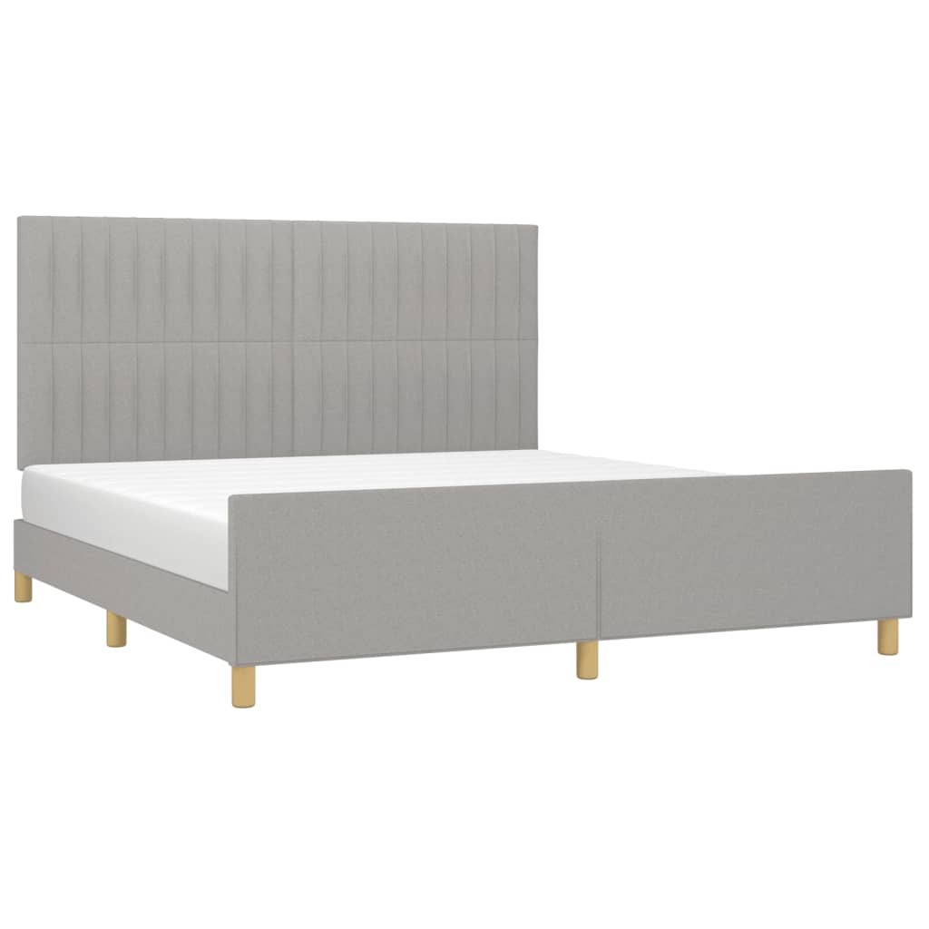 Cadre de lit sans matelas en tissu gris clair pour la chambre, 180 × 200 cm - 3