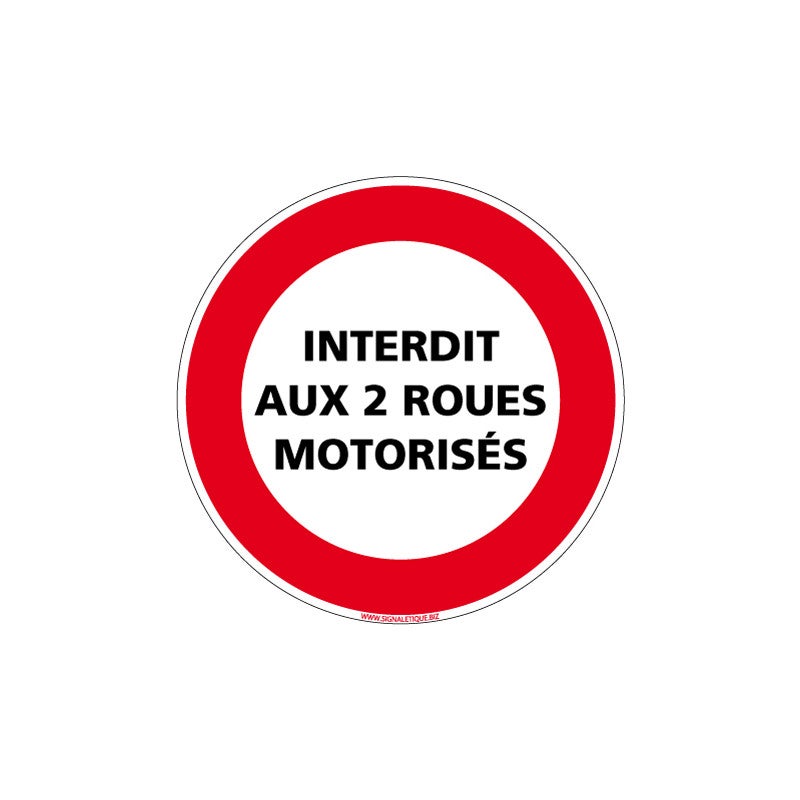 Panneau signalisation interdiction de circuler aux deux roues ...