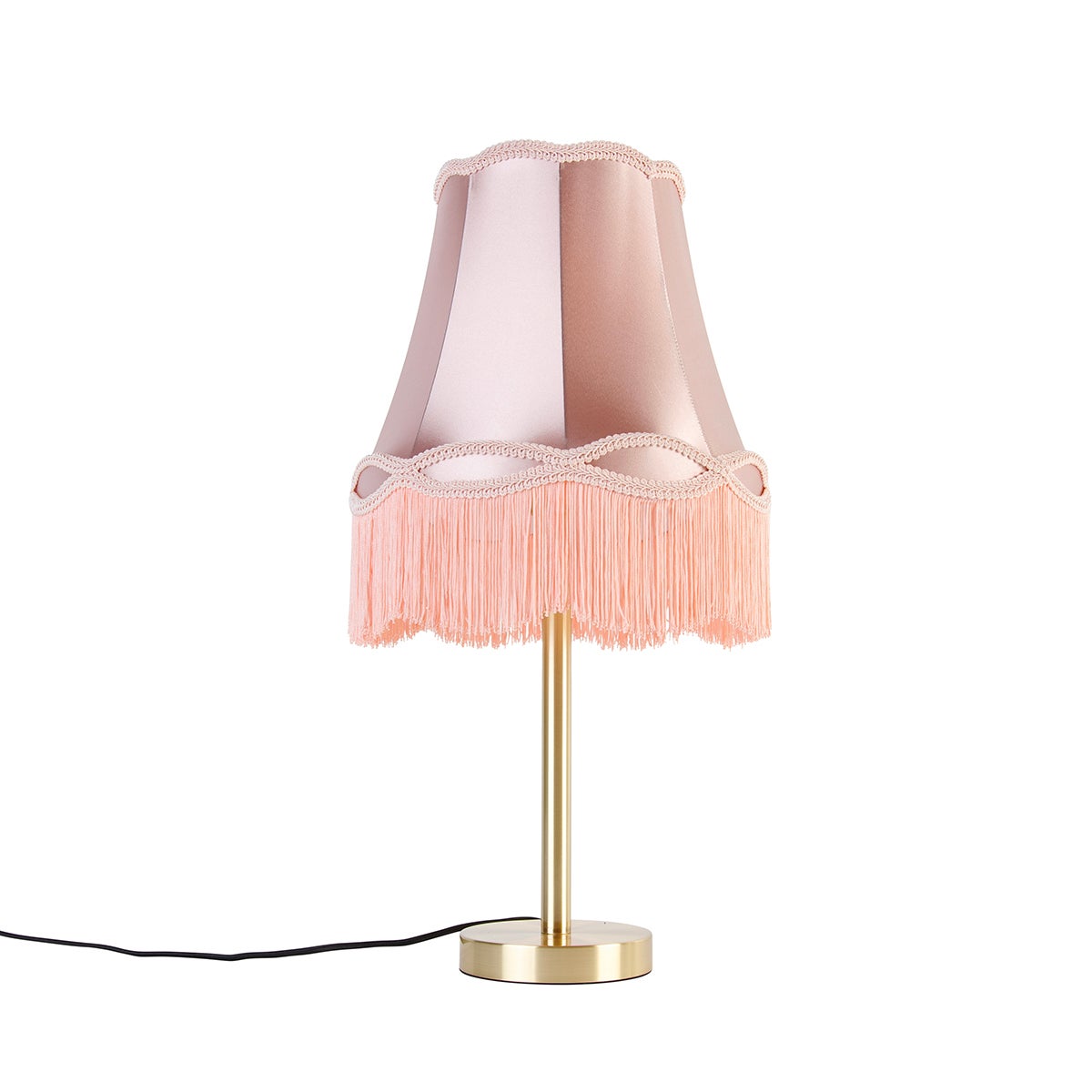 Klasyczna lampa stołowa mosiądz z abażurem Granny różowy 30 cm - Simplo
