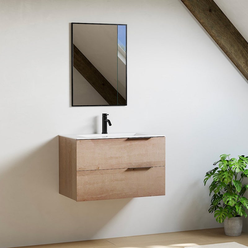 Szafka łazienkowa wisząca – Jasny naturalny kolor – 80 cm – NISAYA.