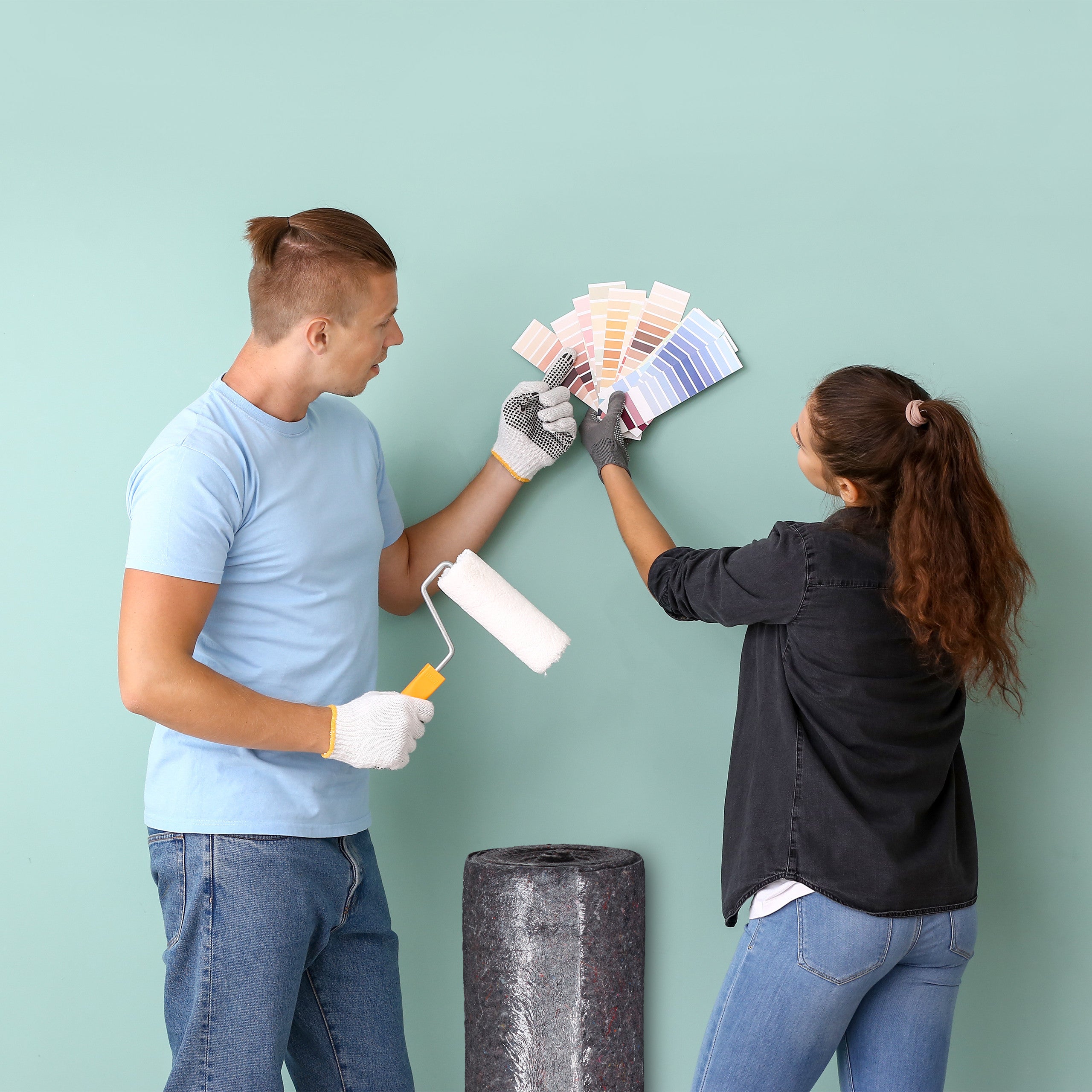 Feutre de protection pour peinture en rouleau, 1 x 50 m (50 m²), antidérapant et déperlant, 200 g/m², peinture et déménagement, gris, Relaxdays - 3