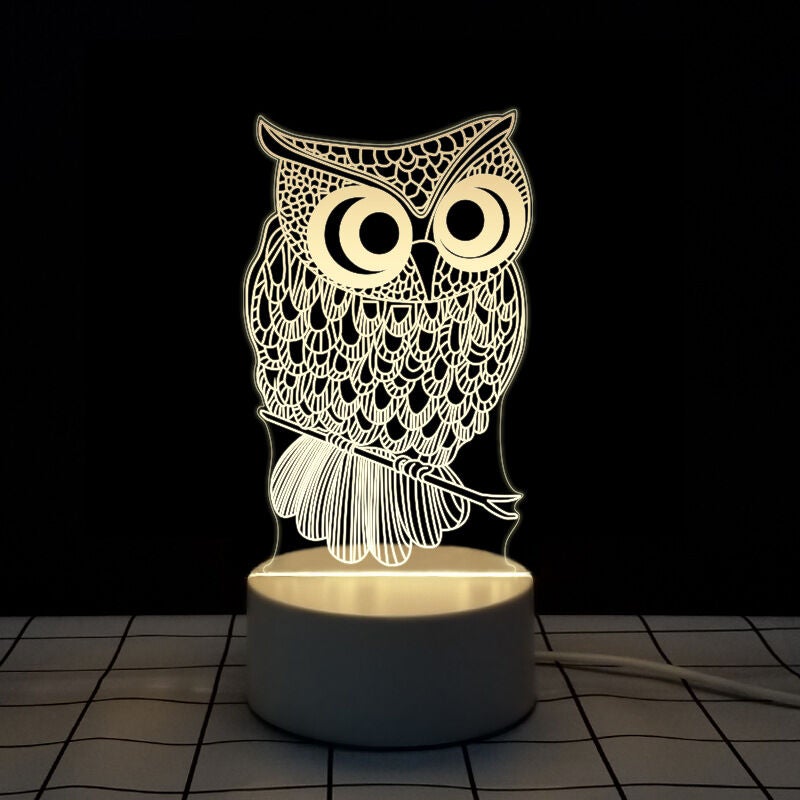 3D (Sowa) LED Ciepłe Światło USB Lampka Nocna Biurko Światło LED Dekoracja Pokoju Dziecięcego Kreatywny Prezent