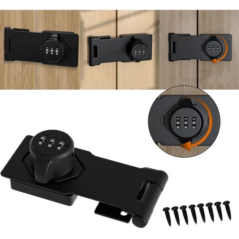 Serratura per porta codificata in acciaio inossidabile con viti per armadietti scolastici o domestici, capannoni, armadi, binari per finestre - 2