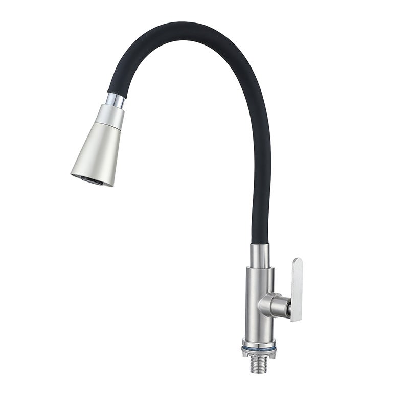 Uniwersalny silikonowy kran kuchenny, pojedynczy kran pionowy do zlewu z zimną wodą, z wężem doprowadzającym wodę o długości 60 cm