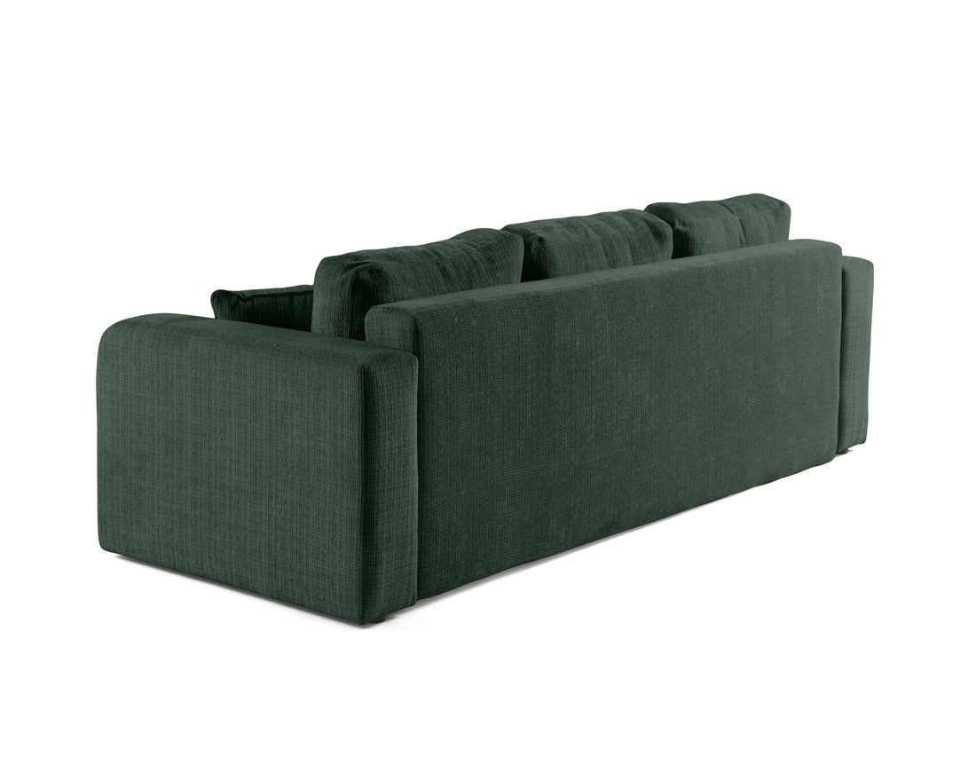 Canapé droit convertible 3 places avec coffre en velours texturé vert - MIRO - Best Mobilier - 9