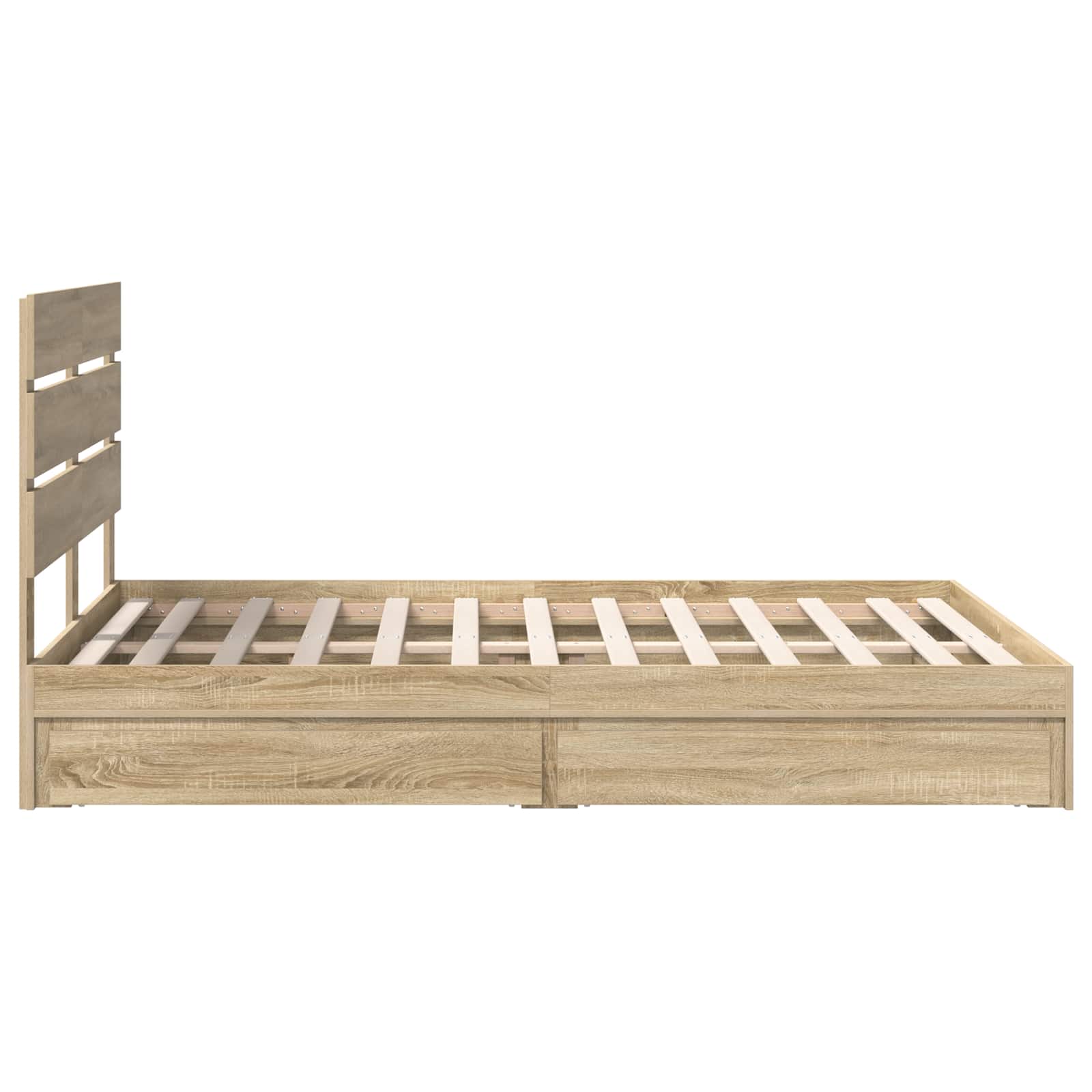 Lit de rangement chêne 140 x 200 cm panneau de bois - 9